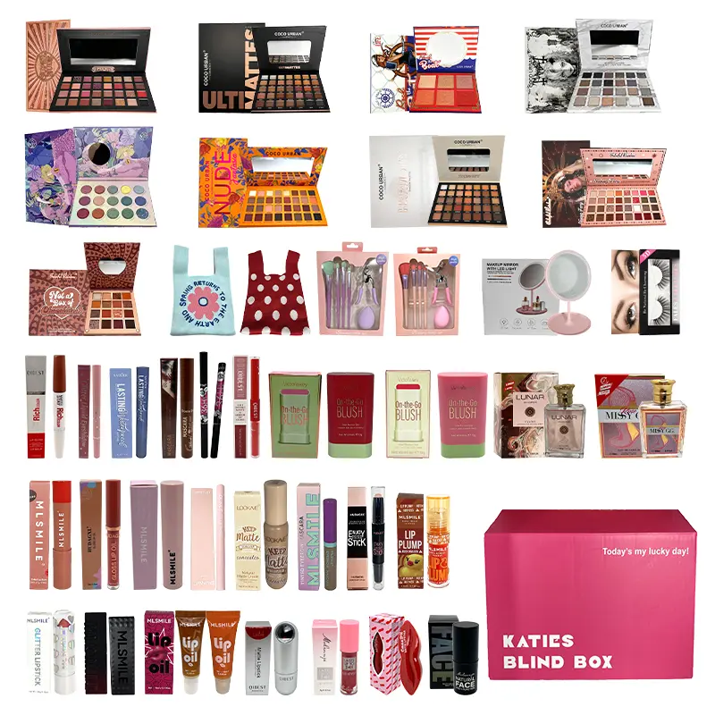 [Valentine's Day] Katy Blind Box Limited Edition Makeup Set, 25 Pieces, Pink Gift Box for Beginners, Four-Color Eyeshadow Palette, Perfect for Christmas, Halloween, Black Friday, Birthday, Cosmetics Beauty Kit