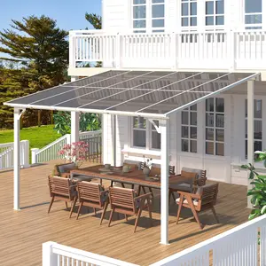 AECOJOY Large Wall Mounted Pergola Gazebo with Heavy Duty Canopy & Adjustable Panels for Outdoor Patio, Deck, and Pool Areas