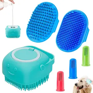 Pet Bath Brush Set, Grooming Supplies, 6 Counts/set Pet Shampoo Brush & Pet Scrubber for Bath, Dog Bath Brush Scrubber, Dog Washing Brush with Adjustable Ring Handle