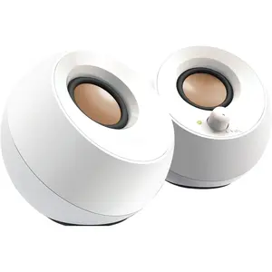 Pebble 2.0 USB- Desktop Speakers with Far-Field Drivers and Passive Radiators for PCs and Laptops (White)
