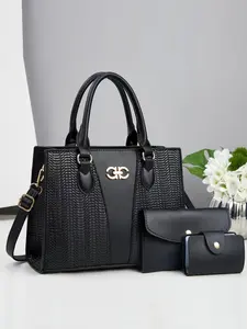 Women's Crocodile Embossed Tote Bag & Wristlet & Wallet, Fashionable Large Capacity Shoulder Bag Set for Work & Daily Used, Casual Trendy Versatile High-quality Daily Commuting Bag