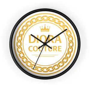 Diora Couture Gold Logo Wall Clock — Elegant Fashion Brand Decor