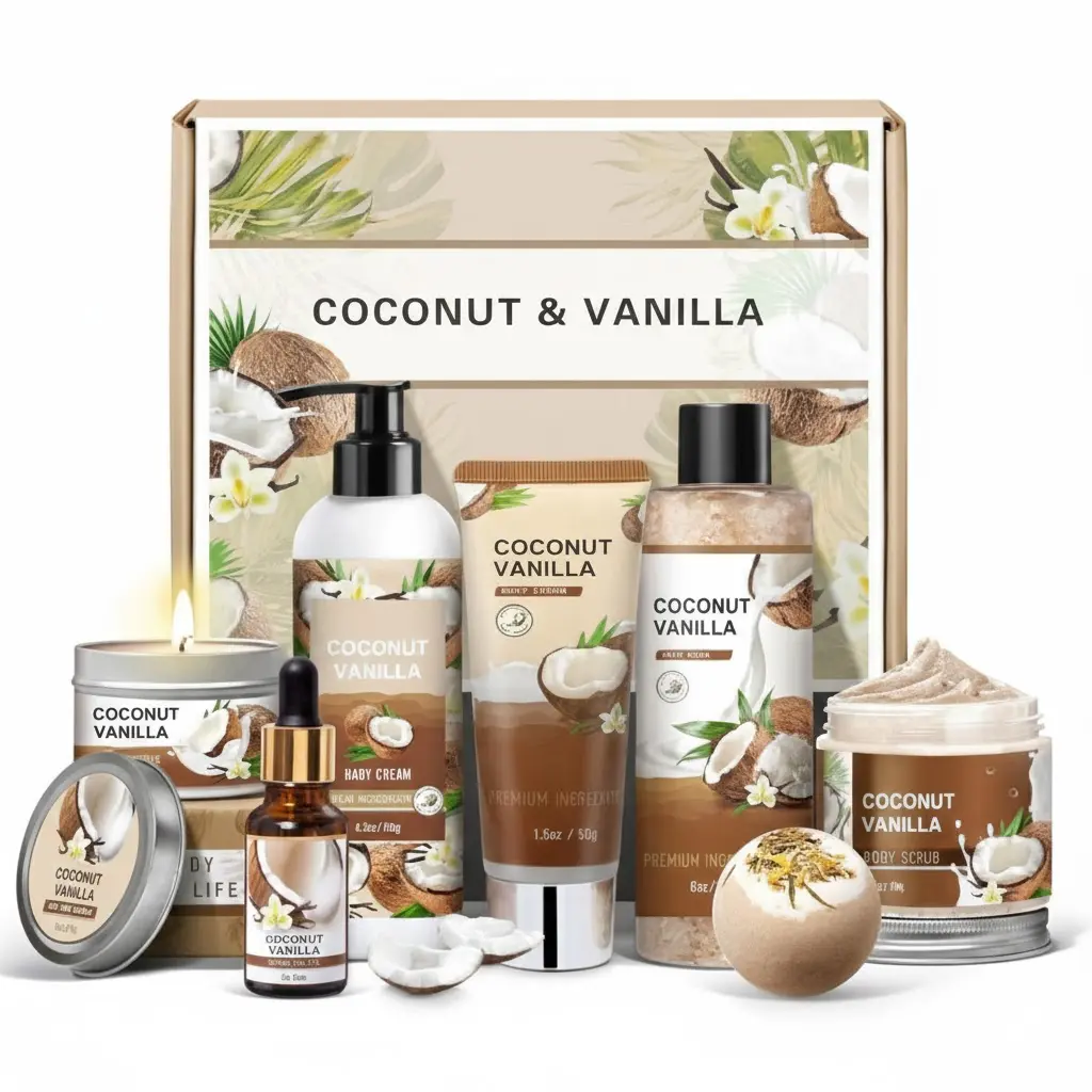 Gifts for Women – Birthday Gifts for Her Bath and Body Spa Set, Vanilla Coconut Self Care Gift Box, Relaxing Bath Set for Mom, Grandma, Wife, Girlfriend, Sister & Best Friends