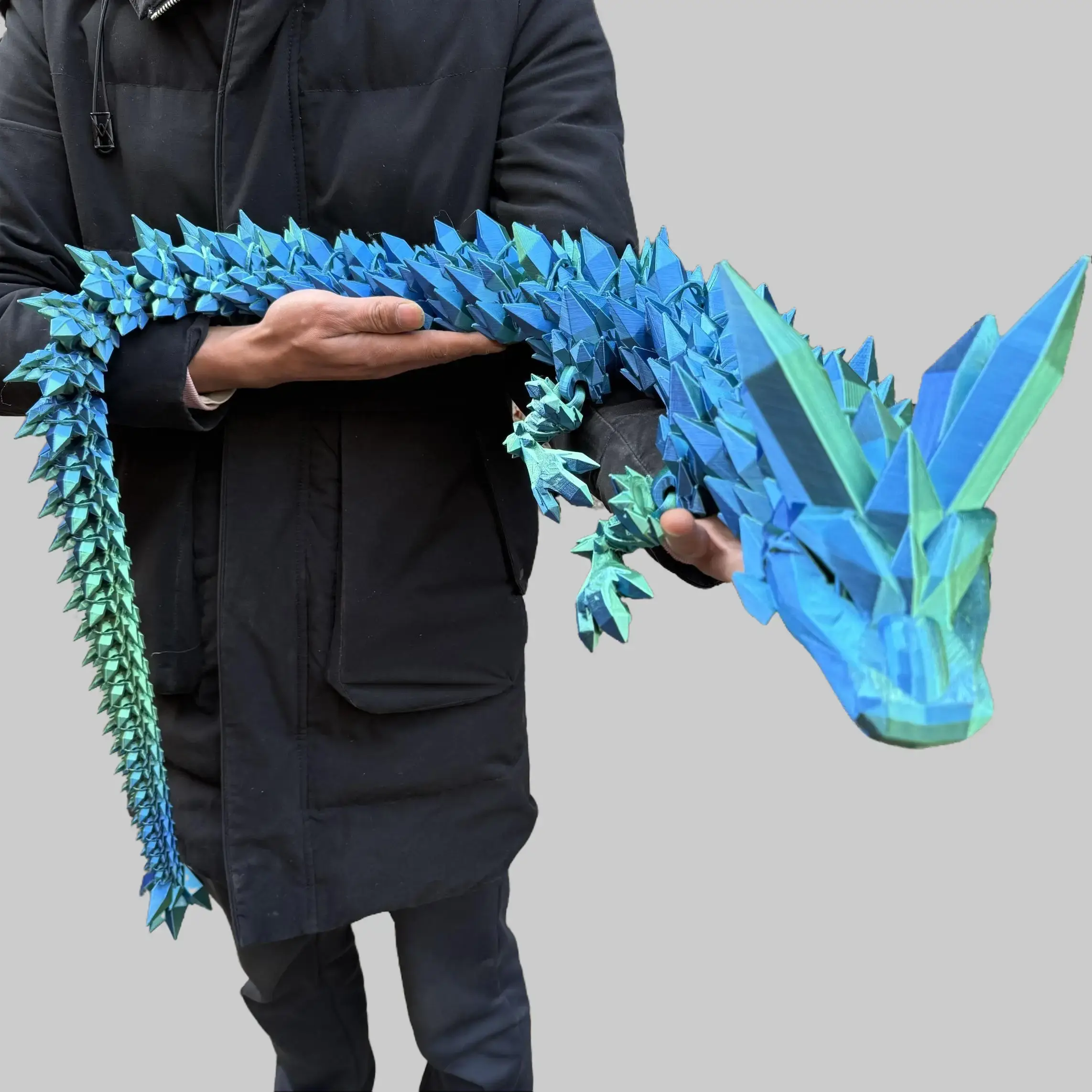 3D-printed 150 cm/84 cm/60 cm ultra-long crystal dragon toy with flexible joints and vibrant colors; suitable for home and office decoration; creative collectible; perfect holiday gift; vibrant 3D-printed dragon toy; exquisite craftsmanship; dragon decor.