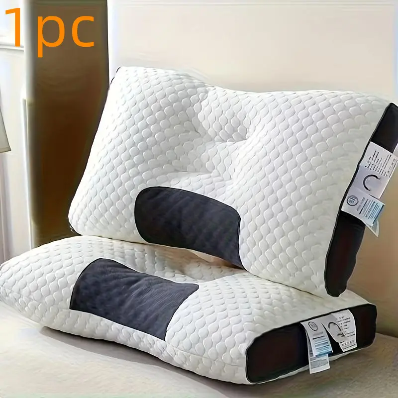1pc quilted design neck pillow - soft, sleep-inducing support, anti-allergy polyester cover, detachable and washable, modern neck pillow; soft weaving, neck and shoulder pillow, Pillows