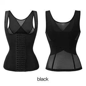 Plus Size Thin Fishbone Shapewear Tummy Control Body Shaping Waist Cincher Vest for Women Compression Support in Black