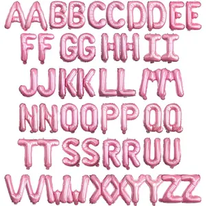 [52 PCS] 16" Foil Pink Letter Balloons 2 Sets of A-Z, Mylar Aluminum Hanging Alphabet for Girls Graduation New Year eve Birthday Party Valentine's day Decorations