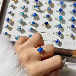 blue opal ring S925 silver adjustable