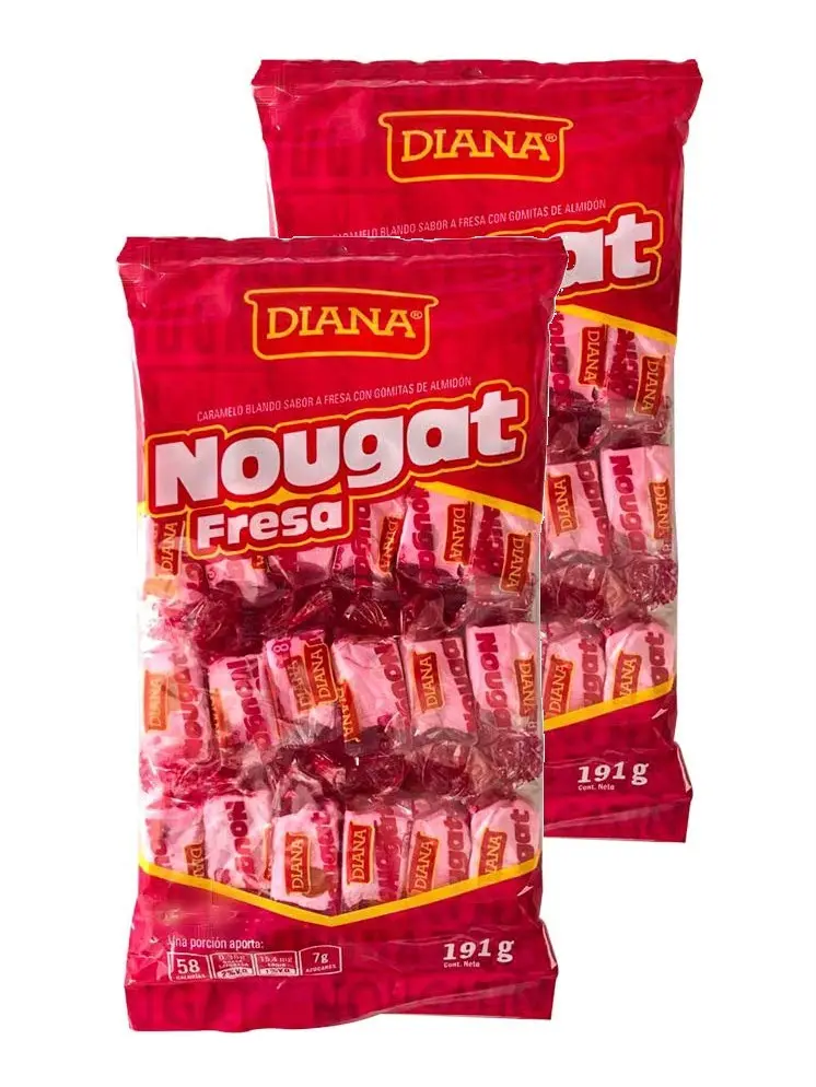 Diana Nougat Strawberry Candy 191g (1-Pack) | Soft Strawberry Chewy Candy | Imported Latin Candy