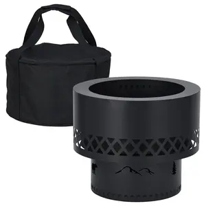 Garvee 20"Smokeless Fire Pit, Removable Ash Pan | Waterproof Storage Bag Portable Wood Burning Fireplace, Ideal for 2–8 People | Ideal for Outdoor Patio BBQ, Bonfire, Camping, Stove Bonfire w/ Stand