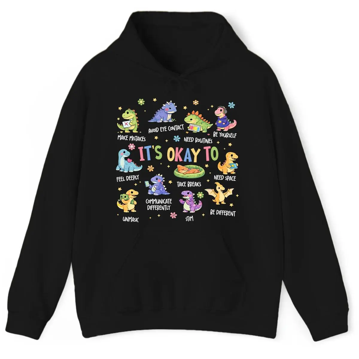Autism Awareness Dinosaur Hoodie: It's Ok To Be Different Hoodie, Autism Mom Hoodie, SPED Teacher Neurodiversity Tee