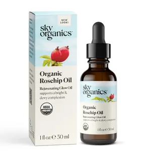 Sky Organics Organic Rosehip Oil for Face, Rejuvenating Glow Oil to Support a Bright, Dewy & More Radiant Complexion, Suitable for Dull or Tired Skin, 100% Pure & Cold-Pressed Facial Oil, 1 fl. Oz Serum Skincare Fragrance Vitamins