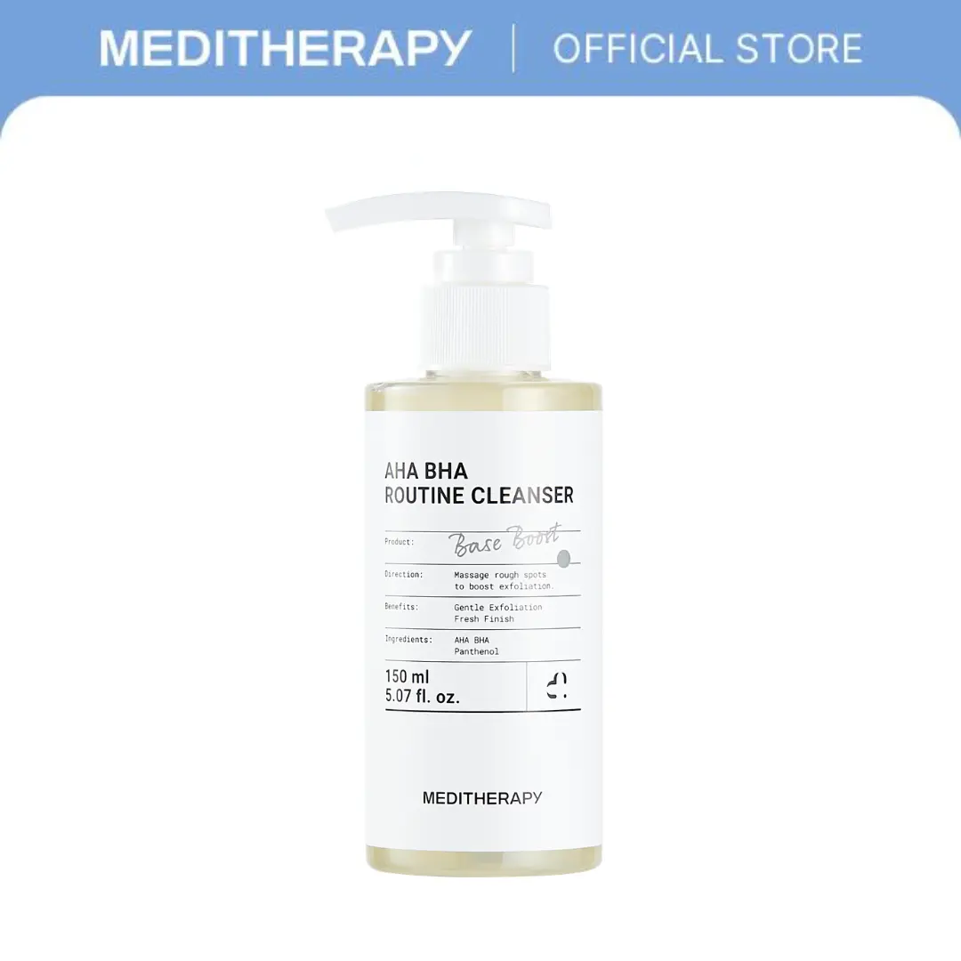 AHA BHA Routine Facial Cleanser | Comfort Cleanser for Deep Cleansing & Pore Minimizing | Gentle Exfoliating with Skin Barrier Repair | Non-Peeling, Non-Irritating | Hydrating Daily Cleanser | 5.07 fl. oz | MEDITHERAPY Official