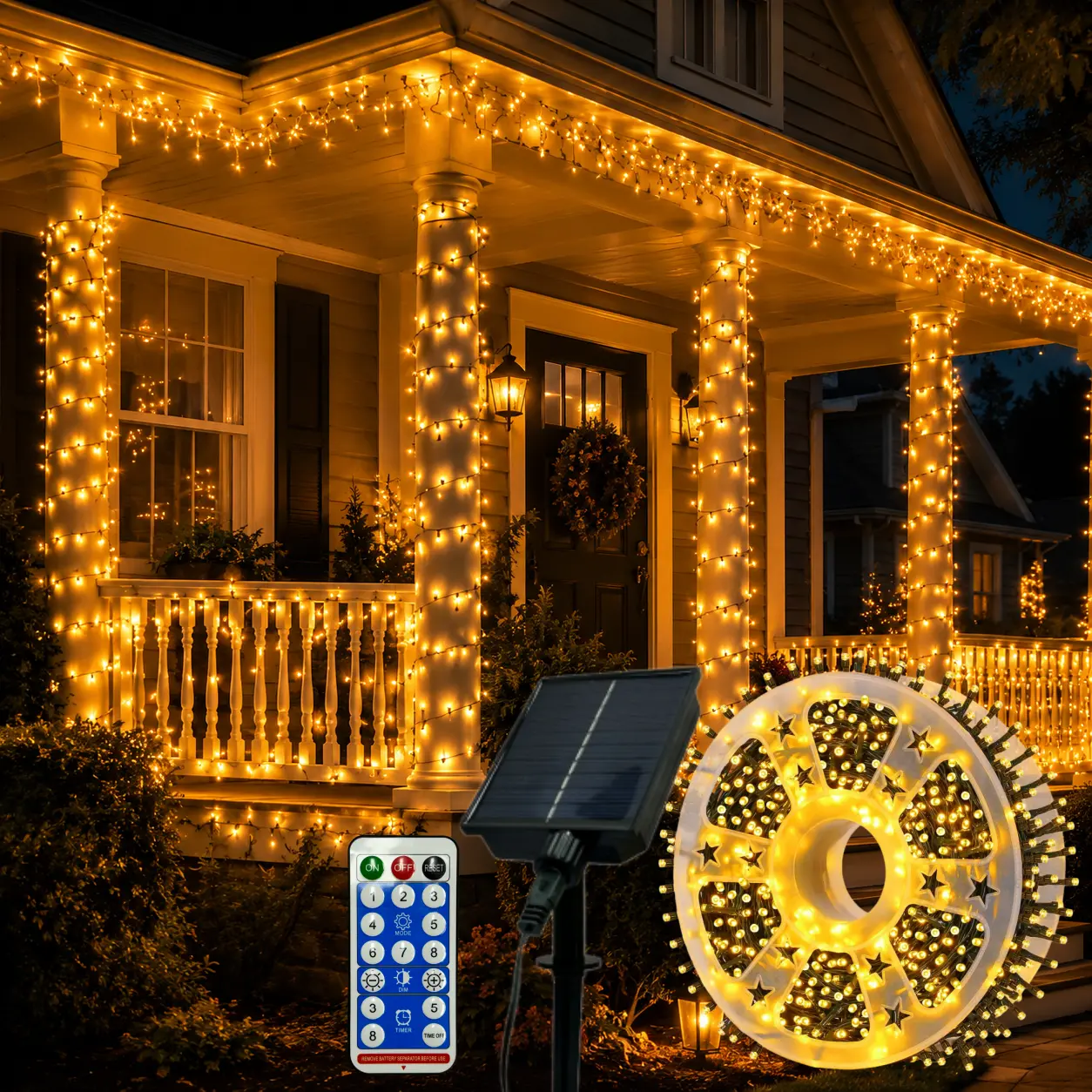 800 LED Solar Warm White String Lights, 334.6FT Outdoor Fairy Lights with Remote, Waterproof Soft White Lights for Patio, Backyard, Garden, Porch & Christmas Decor