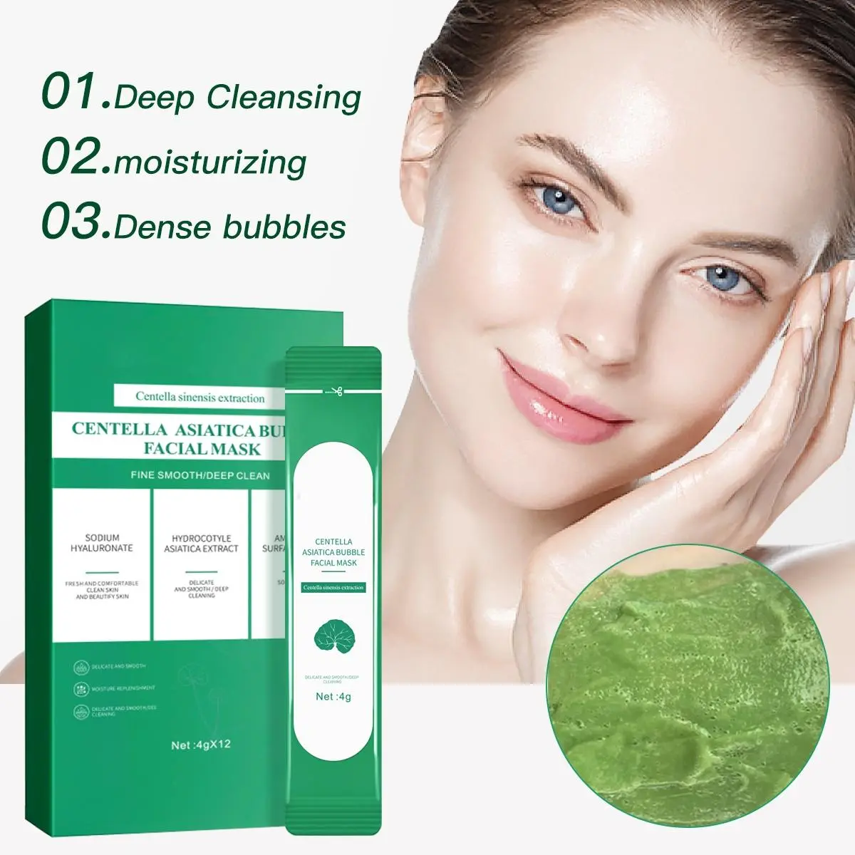 Q Centella Asiatica Bubble Facial Mask - Deep Cleansing & Moisturizing - Removes Blackheads & Controls Oil - Comfortable & Hygienic - Ideal for Refreshing Skin State tiktokshopspringglowup summervibes