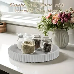 Modern Round Concrete Tray, Neutral Coffee Table Centerpiece, Footstool & Vanity Stand, Multi-Functional Durable Decorative Desktop, Minimalist Household, Round Shape, Minimalist Design