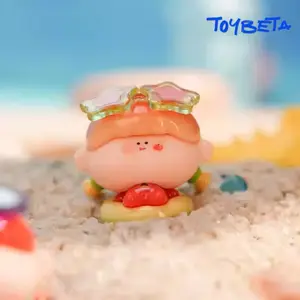 AMLLS Cute Kawaii Q-Version Series Figures, Beach Swimming Circle Granules Beans Blind Bag Collectible Figurines for Hobbyists