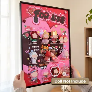 Acrylic Doll Figures Display Frame Compatible with CRYBABY Crying for Love Series, 3D Cute Background Blind Box Display Rack, Wall-Mounted Doll Storage Case Perfect for Collectibles & Home Decor, Versatile Wall Art & Desktop Organiser (Doll Not Included)