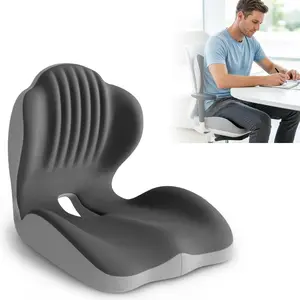 Ergonomic Back Support Seat Cushion, High Density Memory Foam, Integrated Lumbar Pillow, Breathable Universal Pad, Comfort for Office Home Car Use