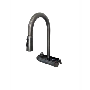 LuxFlow 2-in-1 Pull-Down Kitchen Faucet in Gun Metal with Waterfall Mode, and Pull-Down Spray for Efficient Water Flow and Temperature Control