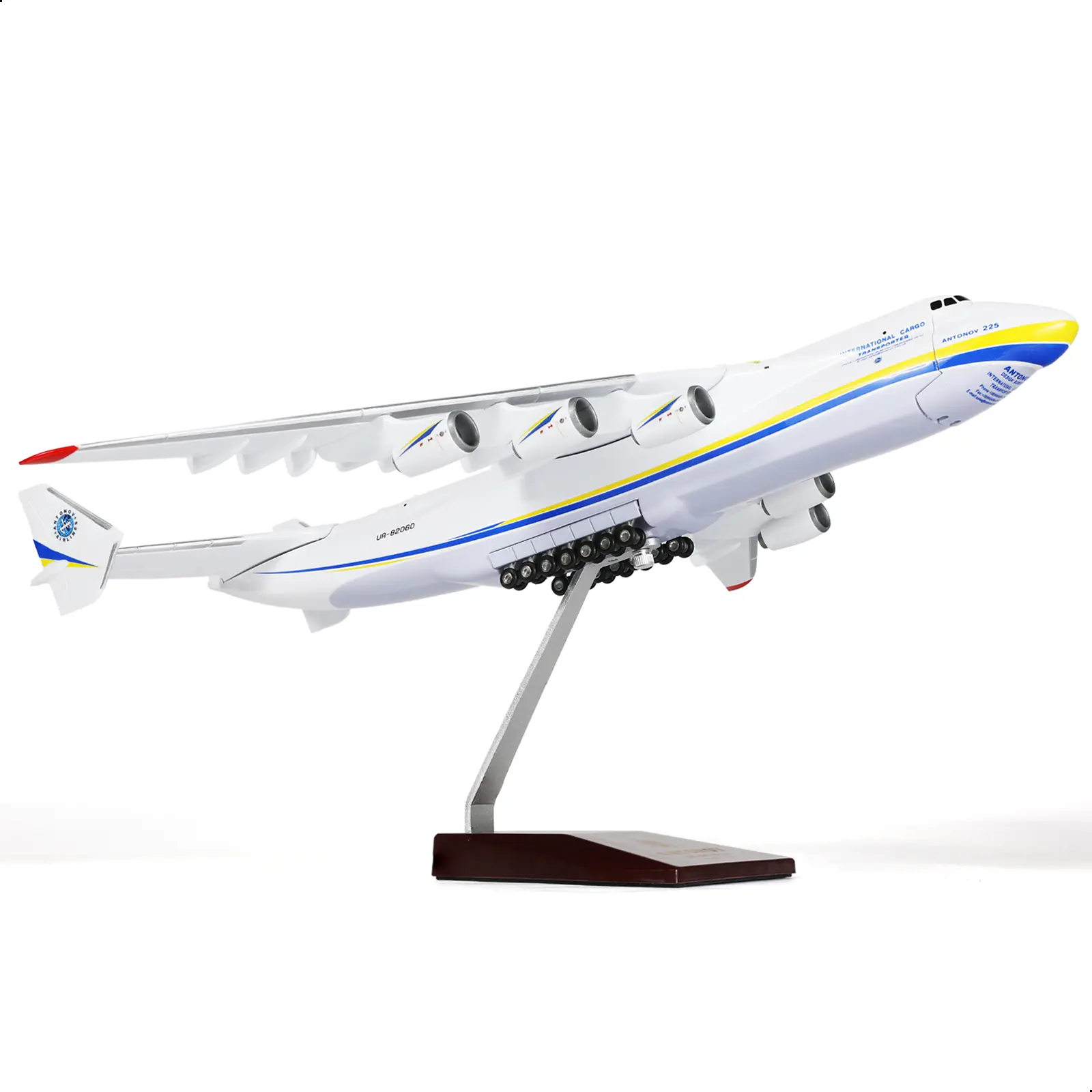 1/200 Scale Detailed Antonov An-225 Mriya Cargo Plane Model Kit - Antonov Design Bureau Ukrainian Aircraft, Opening Nose Cargo Hold, Foldable Loading Ramp, 16.54×17.52×3.54 inch, Realistic Painting, Display Stand for Adult Enthusiasts (Collectible Gift)