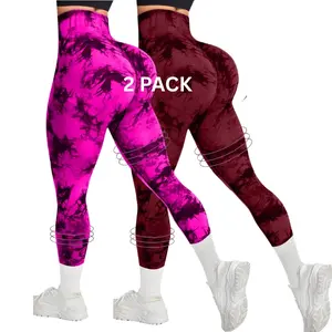 2 Pack Tie Dye High Waisted Workout Leggings for Women, Rear Lifting Tummy Control Yoga Gym Athletic Pants high waist squat proof compression tights