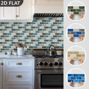 Brick Wall Decal Set 16pcs 15x30cm, Removable Waterproof Peel and Stick, Flat Patchwork Stickers for Universal Home Decoration