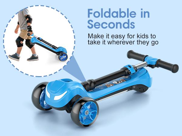 【Kids Love It!】3-Wheel Electric Scooter for Kids Ages 3-8, Electric Kick Scooter with 2 Speed Settings, Long Battery Life, Bluetooth Speaker, Flashing LED Wheels, Lightweight & Stable for Boys Girls