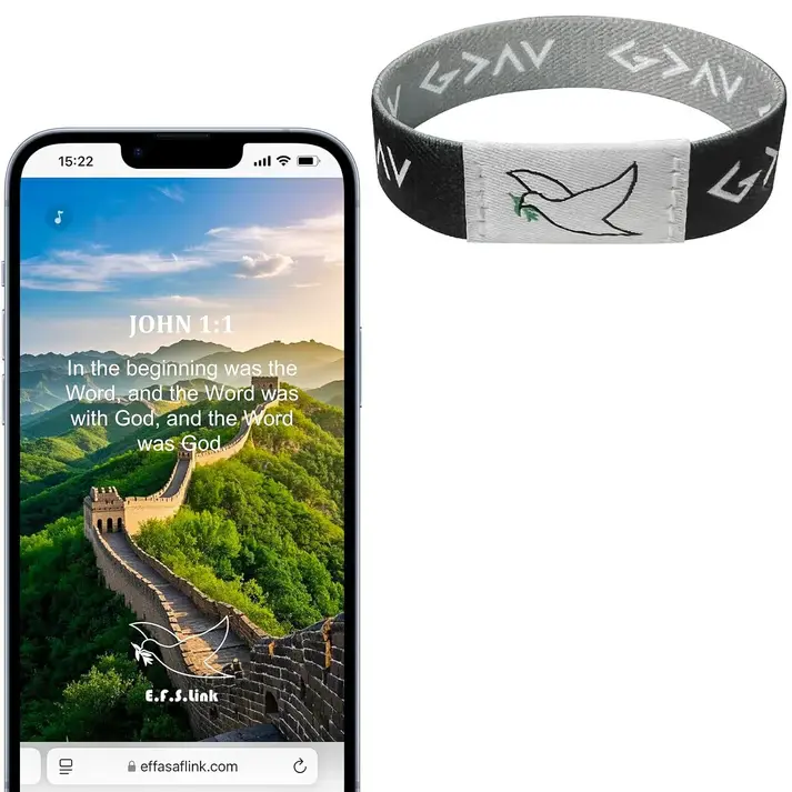 Effasaflink NFC Chip Daily Bible Verse Bracelet - Waterproof Office Presentation Accessory, Elastic Fabric Wristband with Themed Images, Women/Men/Teens Verse Access, Fashion and Faith Combined Daily Wear Strap