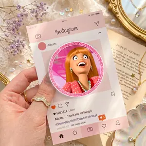 Funny Red Hair Doll Phone Grip, Pink Glitter Round Phone Holder, Excited Girl Phone Stand, Cute Accessory Gift