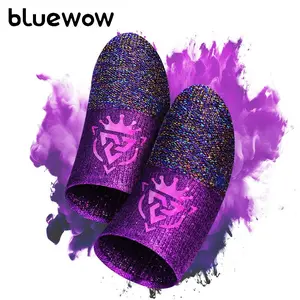 BlueWow Fly SharkKing V4 Modern Thumb Finger Sleeves (Galactic Purple, 20-Pack) - 0.3mm Ultra-Soft High-Sensitivity Sweat-Proof Superconducting Fiber, Compact Touchscreen Mobile Game Smartphone Gaming Accessories