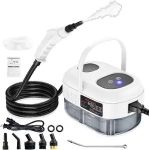 1500W Touch Screen Handheld Steam Cleaner, 6-level adjustable pressure, 15s fast heat. Chemical-free portable steamer for home, car, tile, grout, couch, kitchen, bathroom and pet space. Comes with 16-piece accessory kit