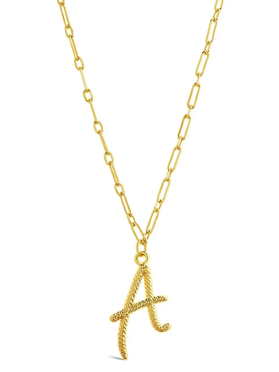 Textured Initial Charm Pendant Necklace