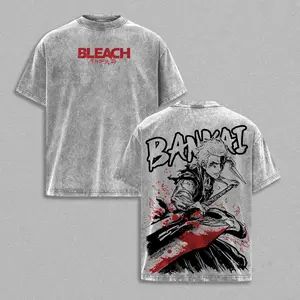Bankai Ichigo Kurosaki Bleach Anime Graphic T-Shirt, Soul Reaper Manga Streetwear Tee, Ichigo Hollow Power Anime Shirt, Oversized Heavy Cotton Graphic Tee, Japanese Manga Streetwear Top, Gift For Bleach Anime Fans
