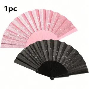 1pc Large Folding Flash Hand Fan, Waterproof Material, Perfect for Tai Chi, Home Parties, Concerts, Graduation, Dance Performances, Weddings, Decorations Supplies