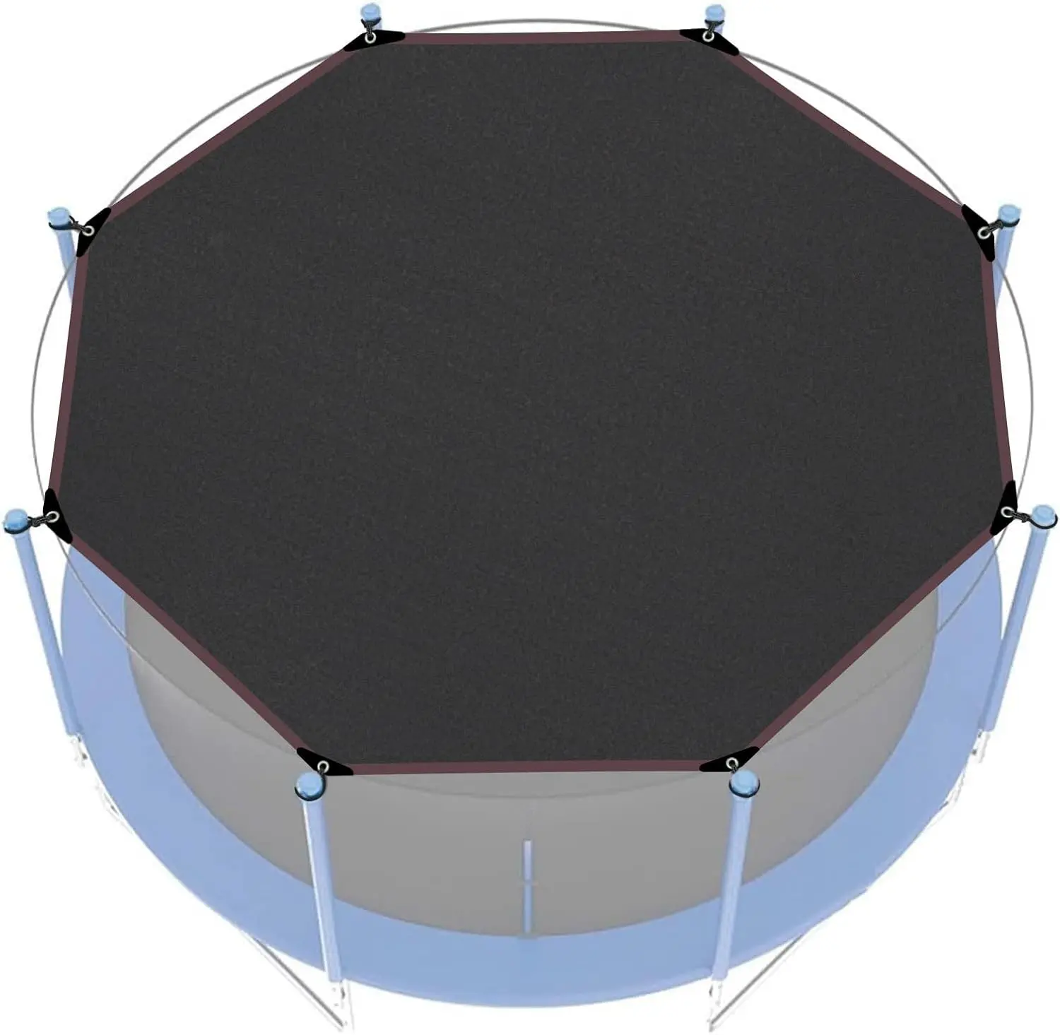 UV-Resistant Waterproof Multifunctional Trampoline Shade Cover, 305cm Diameter Fits 10FT 8 Poles, Ideal for Picnics Backyards Outdoor Activities