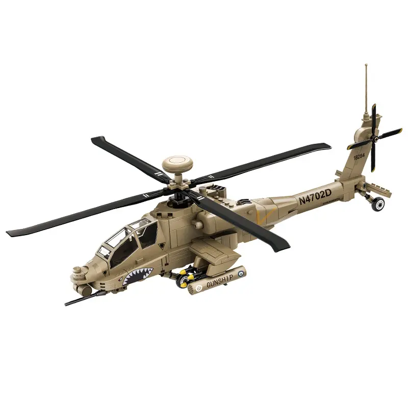 Ah-64 Apache Helicopter Building Block Display Toy, DIY Model Aircraft Kit, DIY Assembly Kit, Building Blocks Model, Model Building Kits, Aircraft Building Set, Mixed Colors, Abs Material, Perfect for Living Room Decor, New Home Birthday Gift, Ages 12+