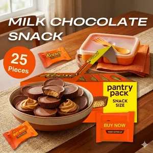 Chocolate And Peanut Butter Style Candy Cups, Snack Size Sweet Treat Collection, Individually Wrapped Dessert Candy Pieces, Family Sharing Pack, 25 Count Candy Bag