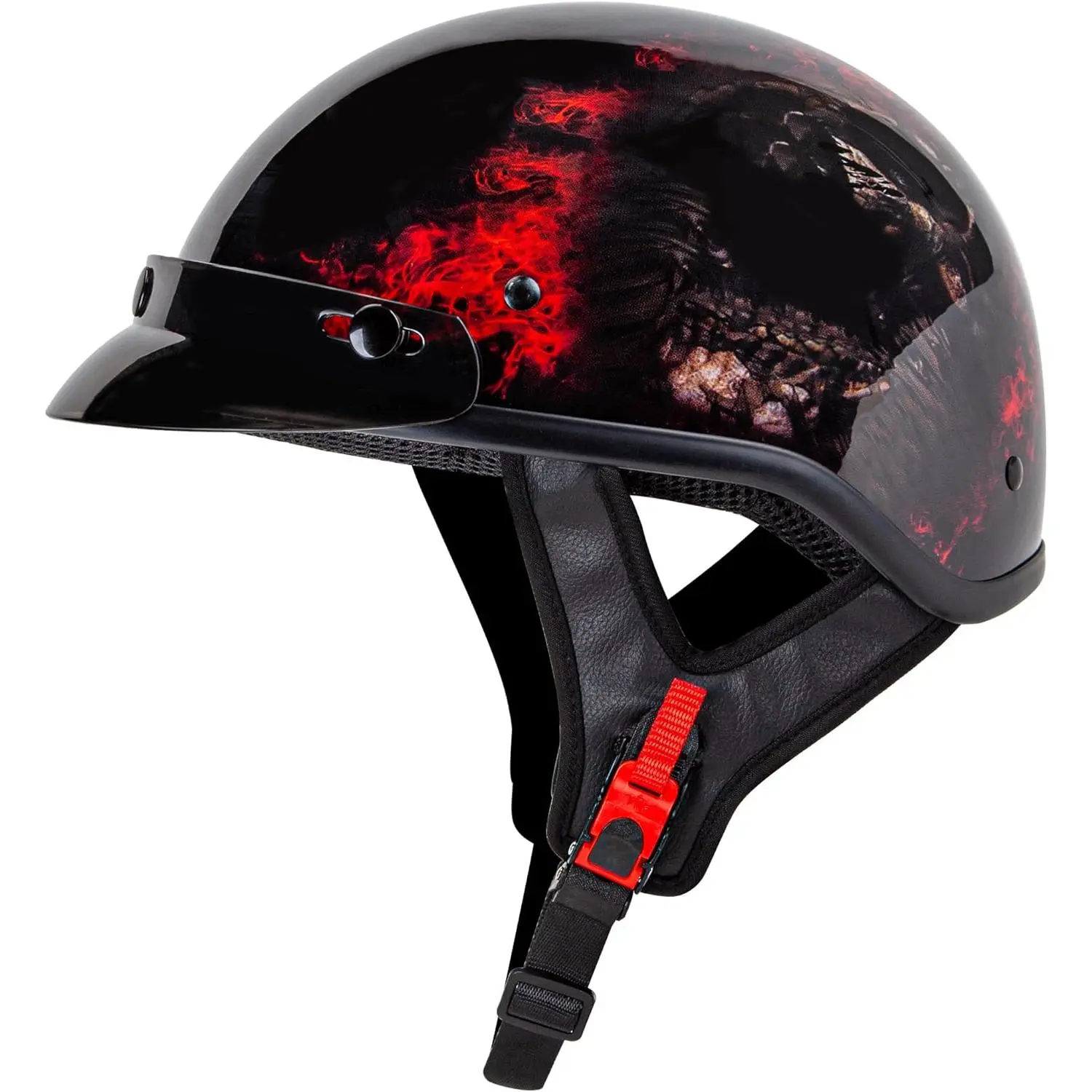 Cartman Lightweight Half-Face Motorcycle Helmet - DOT Approved, Thermoplastic-ABS Shell, Impact-Absorbent, Quick Buckles, Special Graphic Classic Skull, 54-62 cm Fit, Large Size for Cruiser, Scooter, ATV, Skid Lid for Outdoor Sport, Impact Absorb