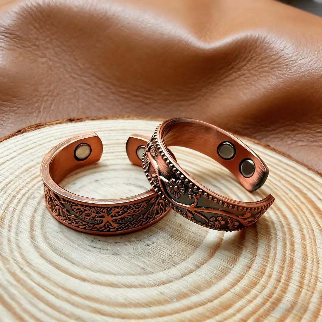 Unisex 99.99% Pure Copper Magnetic Ring - Nickel-Free, Hypoallergenic, Fade-Proof Handmade Casual Classic Band Copper Rings, Fashion Costume Jewelry Gift, Handmade Rings