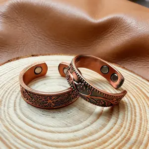 Unisex 99.99% Pure Copper Magnetic Ring - Nickel-Free, Hypoallergenic, Fade-Proof Handmade Casual Classic Band Copper Rings, Fashion Costume Jewelry Gift, Handmade Rings