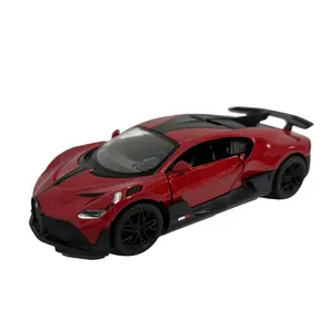 KINSMART 1:36 Scale 5" Bugatti DIVO Die Cast Car with Openable Doors, Pull-Back Action, Burgundy Finish, Officially Licensed Product