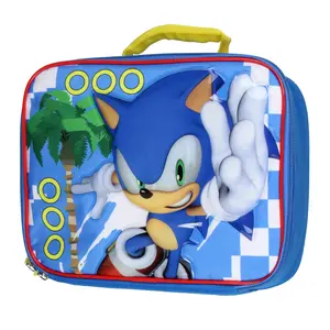 Sonic The Hedgehog Kids Lunch Box Full Gamer Raised Character Insulated Lunch Bag Tote For Hot And Cold Food, Drinks, And Snacks 10"