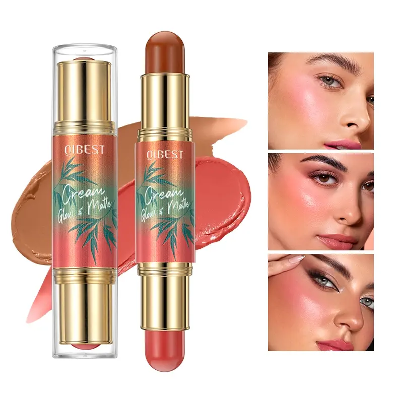 2-in-1 Daily Grooming Stick, Compact and Portable Grooming Blush, Lightweight Natural Look, Waterproof and Sweatproof, No Makeup Off, No Powder Stuck, Long-lasting Color Development, Easy to Create Natural Makeup