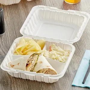 8.5x9 Mineral-Filled Plastic Hinged Take-Out Container Clamshell  - 150/Case Disposable tray food