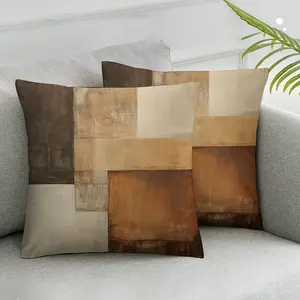 Vintage Geometric Print Cushion Covers, 45x45 Cm Polyester Zipper Closure, Farmhouse Decor Pillowcases for All Seasons, Home Textile