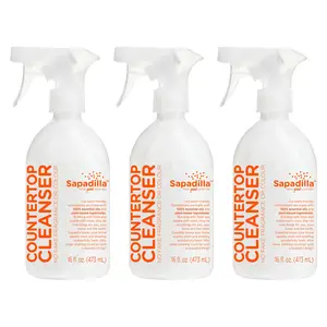Sapadilla Multi-Surface Countertop Spray - Grapefruit + Bergamot - Made with 100% Pure Essential Oil Blends, Multi-Purpose Household Cleaner, Aromatic, Plant Based, Biodegradable, 16 Ounce (Pack of 3)
