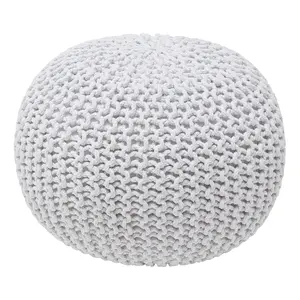 Ornavo Home Cotton Hand Knitted Cable Braid Pou f Ottoman