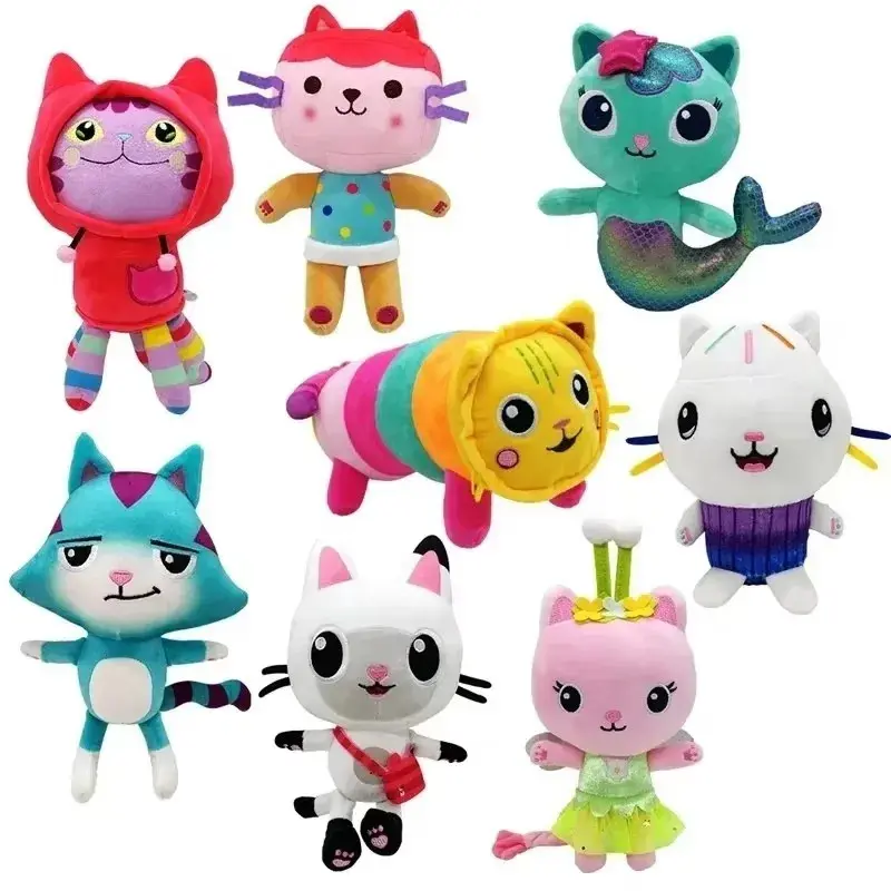 Newest Gabby Dollhouse Mercat Plush Toy - 8 Styles Cartoon Mermaid Cat Animal Fabric Stuffed Item, Adorable Design (About 25cm), Toddler Gifts, Kids Birthday Christmas Presents, Wholesale Service