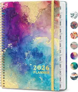 2026 Planner, Weekly and Monthly Calendar Planner Book, January 2026 - December 2026, Hardcover Spiral Planner with Monthly Tabs, Notes Pages, Perfect for Women & Men, A5 (6.4" x 8.5") - Gold